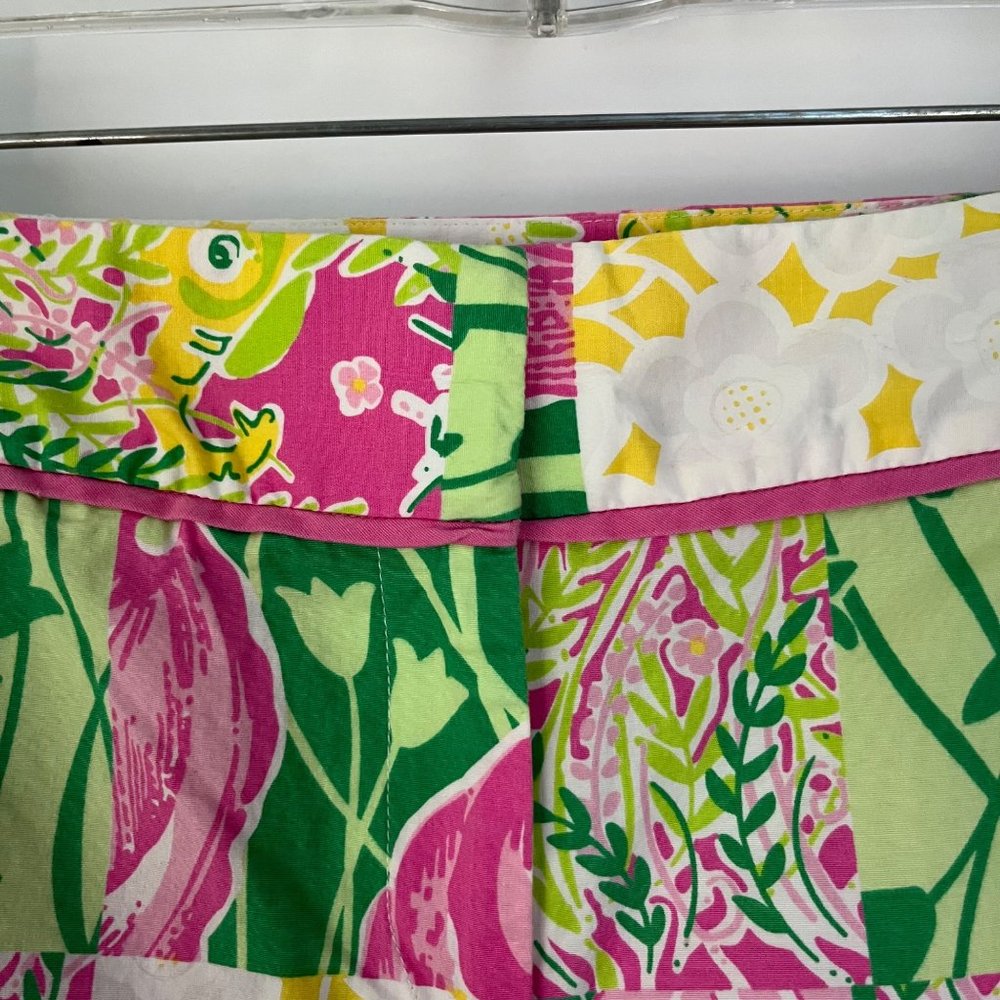Lilly Pulitzer Derby Patch White Pink Green High-Rise Golf Cart Shorts 0 - Picture 8 of 9